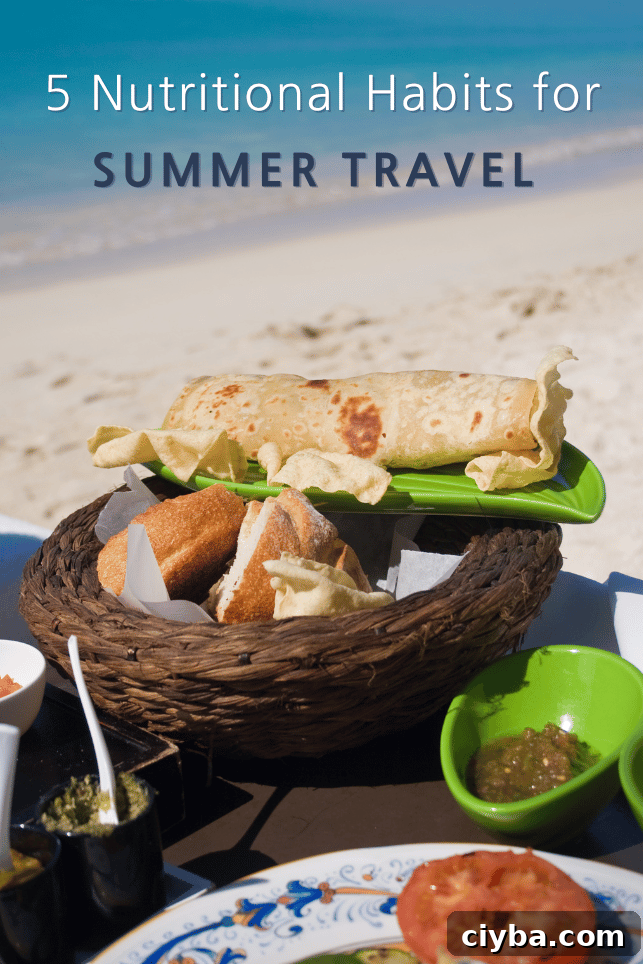 5 Smart Nutrition Habits for Healthy Summer Travel 2 A picture of the beach with food.