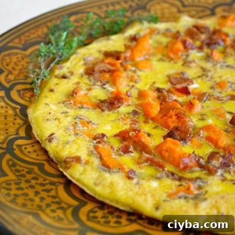 Roasted Garnet Yam and Bacon Frittata