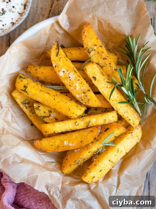 Polenta shaped as fries in a bowl