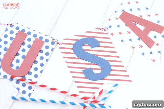 Printable 3D 4th of July Banner Template for Independence Day 4 BANNER_3