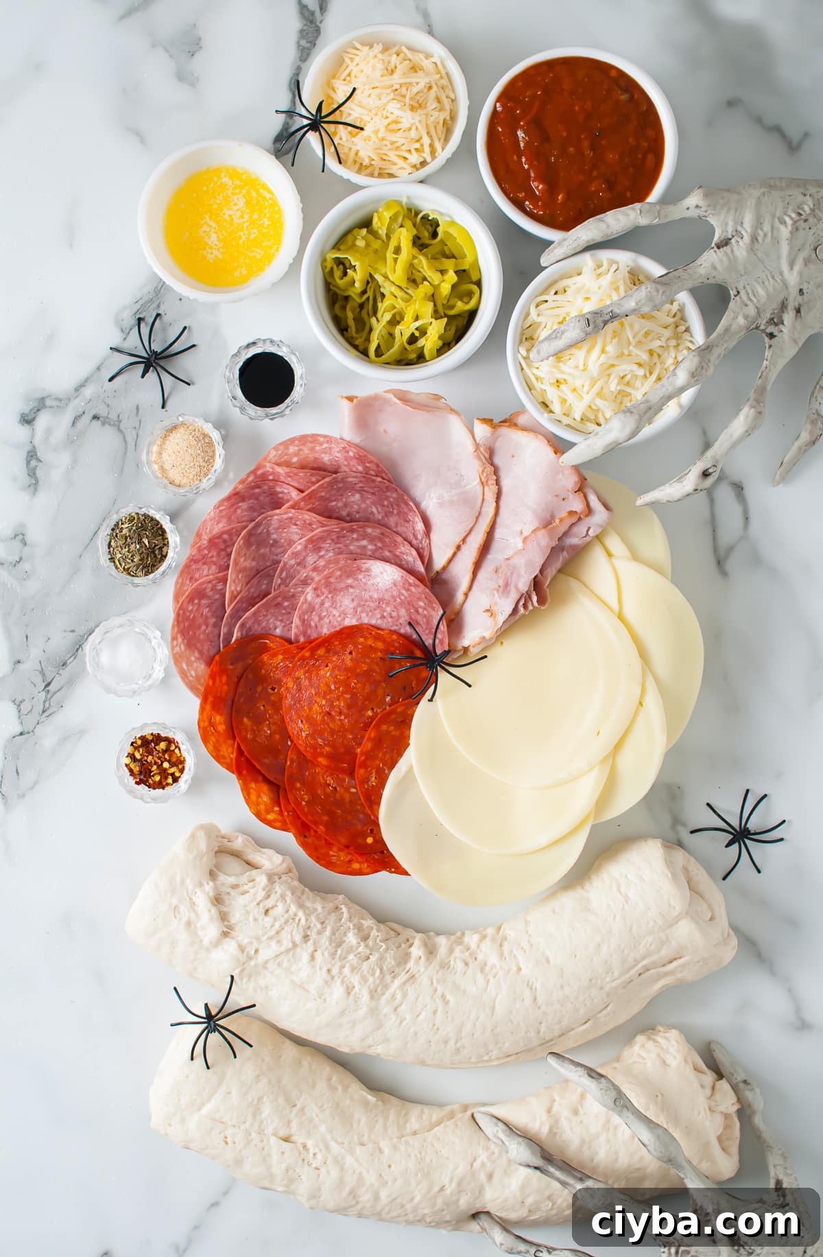 Ingredients needed to make a Mummy Stromboli.