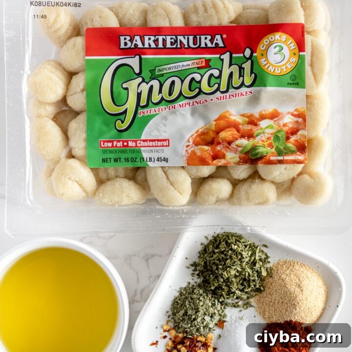 Crispy Air Fryer Gnocchi with Garlic Butter and Parmesan 3 gnocchi, salt, olive oil, paprika, chili peppers, garlic powder, parsley.