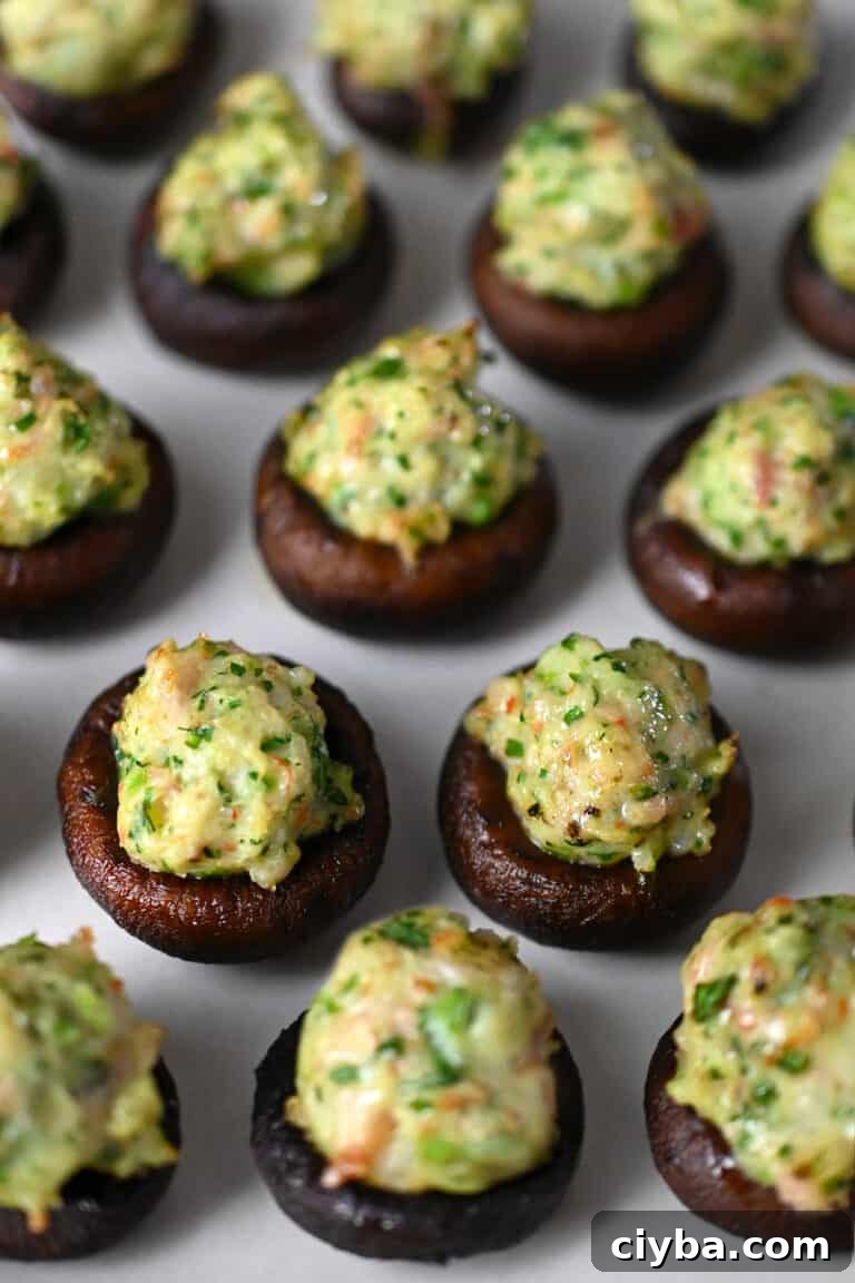 Collage of the cooking steps to make Shrimp Stuffed Mushrooms