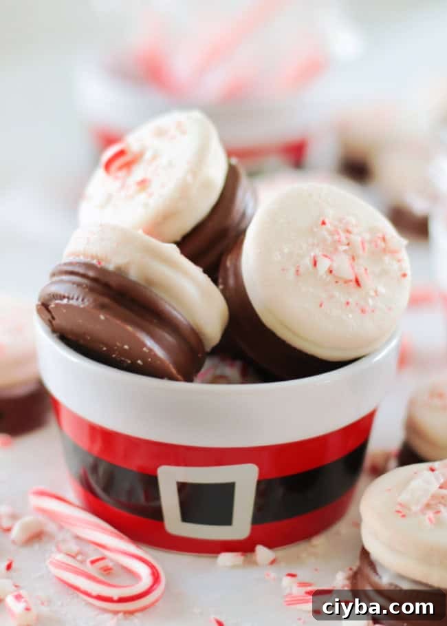 peppermint bark oreos in santa cup