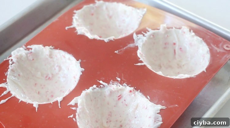 white chocolate and peppermint melted and spread in mold