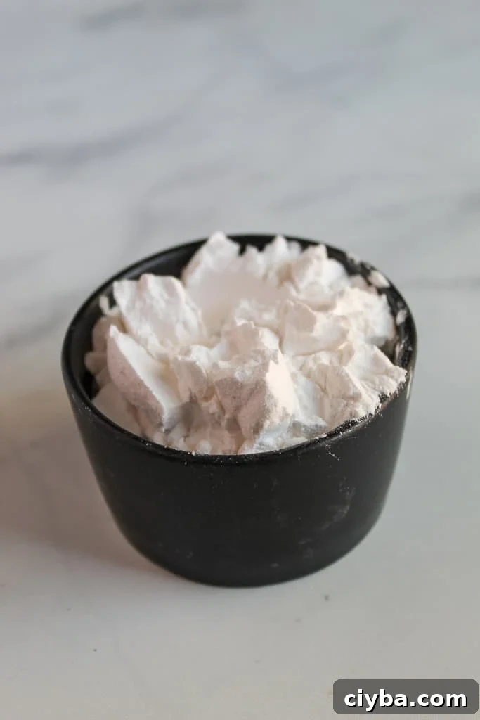 tapioca starch in a black bowl