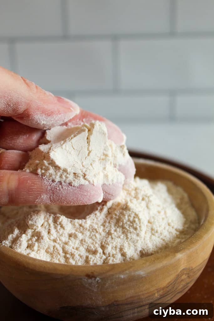 hand holding cassava flour.