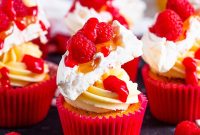 Lemon Raspberry Pavlova Cupcakes with Whipped Cream