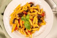 Roasted Eggplant and Tomato Pasta