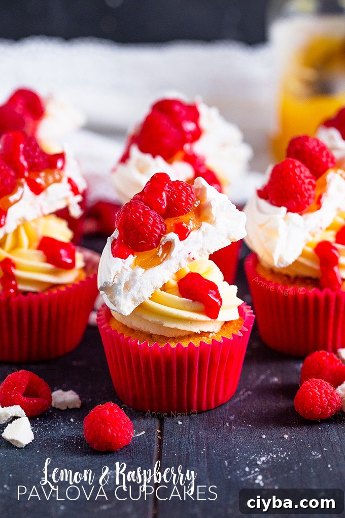 Lemon and Raspberry Pavlova Cupcakes
