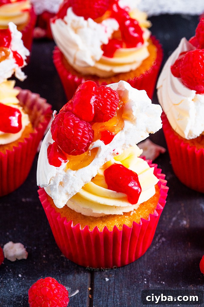 Lemon and Raspberry Pavlova Cupcakes