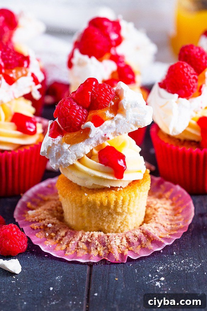 Lemon and Raspberry Pavlova Cupcakes