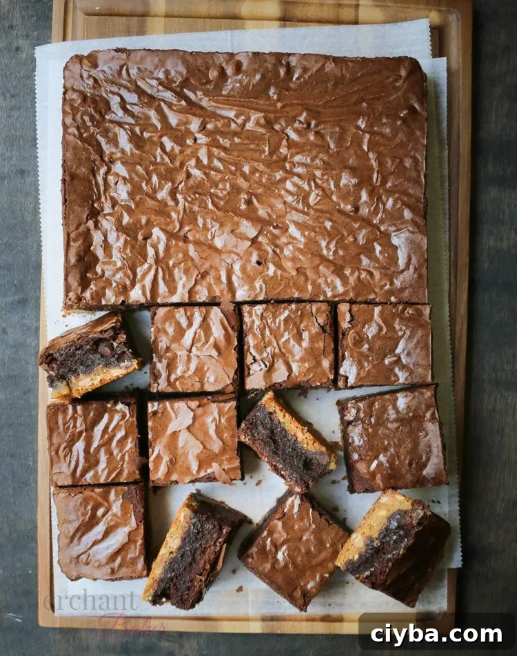 Chewy Peanut Butter Blondie Brownies 9 Top view of Peanut Butter Blondie Brownies cut into squares