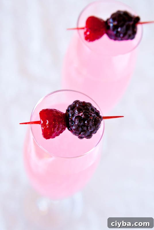 coconutwaterpunch-2 Coconut Water Champagne Fruit Punch with raspberries and blackberries