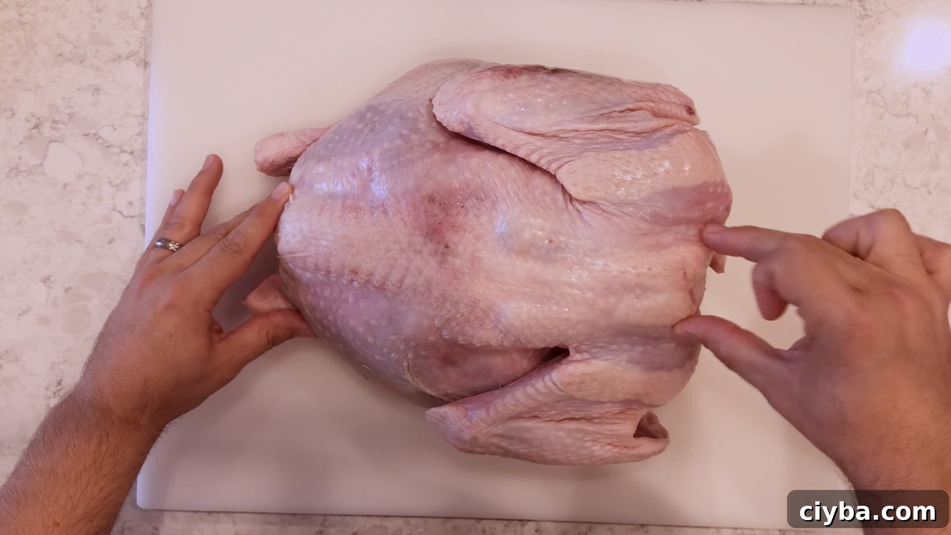 A turkey on a cutting board