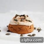 Gluten free pumpkin cookie with cream cheese frosting.