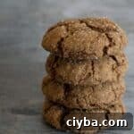 A stack of gluten free pumpkin molasses cookies.