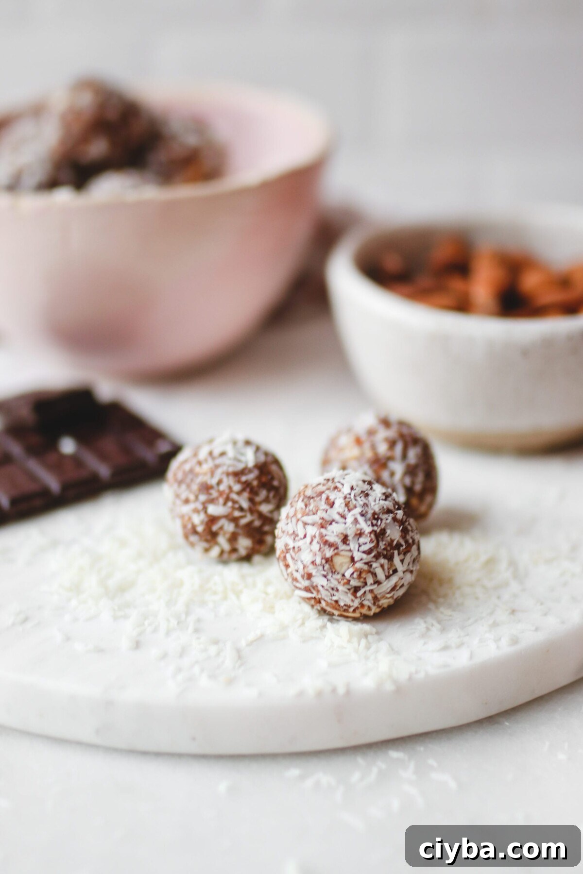 snowballs on a white platter 