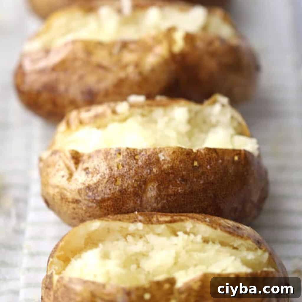 75+ Budget-Friendly Dinner Ideas for Weeknights 17 steakhouse baked potato, how to make baked potateos.with crispy skin, perfect baked potato
