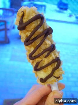 Crunchy Frozen Banana Pops Recipe 7 pop with chocolate drizzle