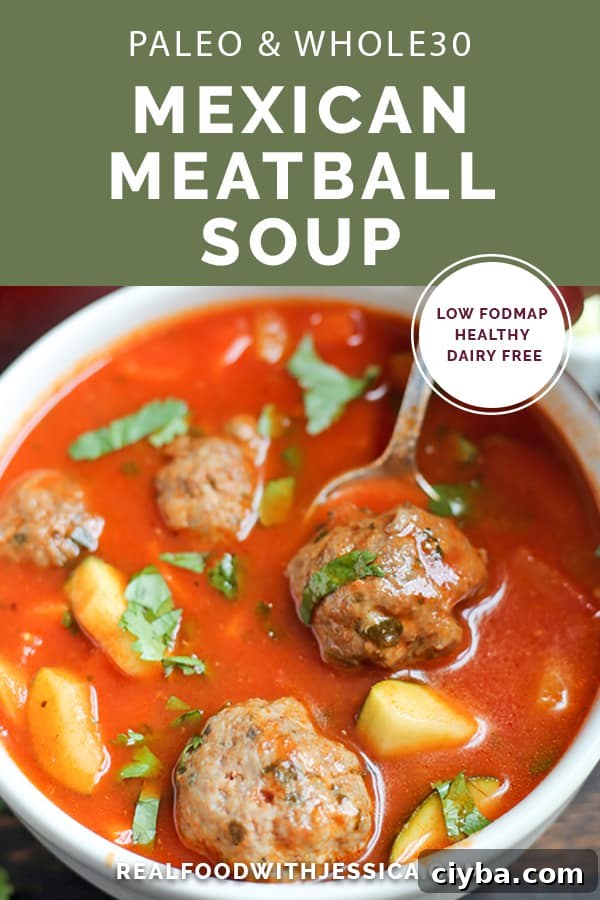 This Paleo Whole30 Mexican Meatball Soup is flavorful, packed with veggies, and so delicious! Gluten free, dairy free, egg free and nut free.