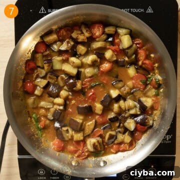 Eggplant returned to the sauce.