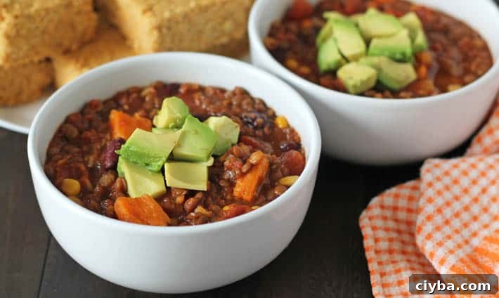 Lentil Sweet Potato Chili