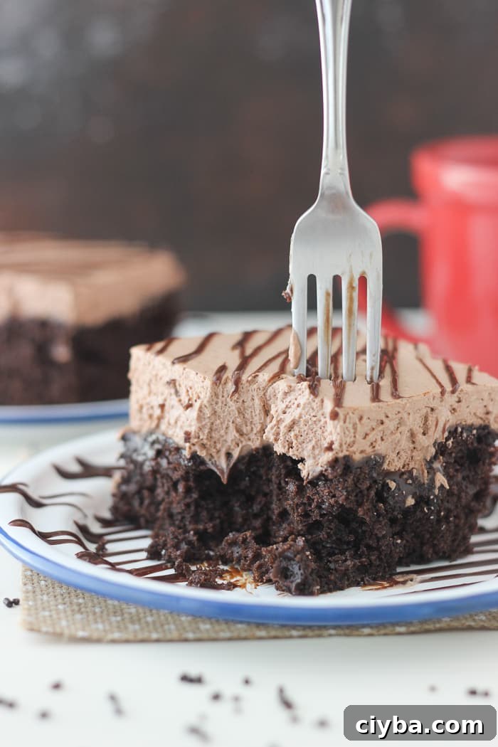 Dig into this Hot Chocolate Poke Cake. You know you want to!