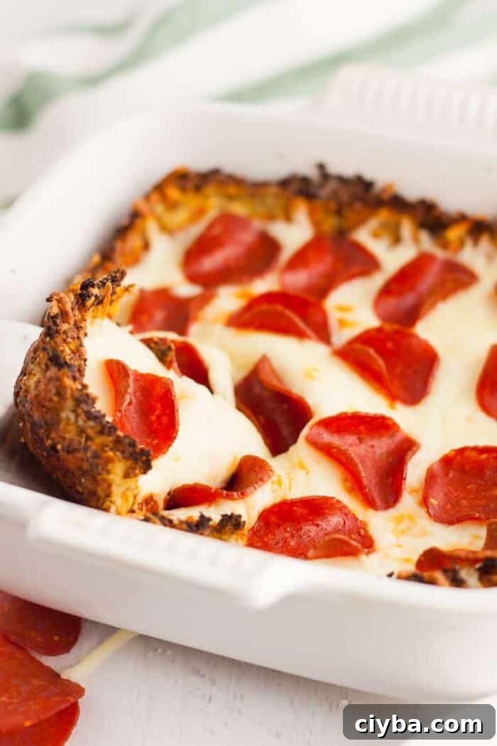 Keto Super Bowl Party Menu: Low-Carb Game Day Recipes 15 keto pizza casserole in serving dish