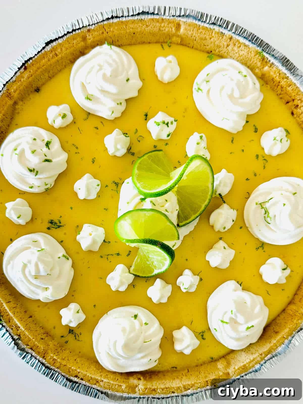 key lime pie in a store bought premade graham cracker crust.