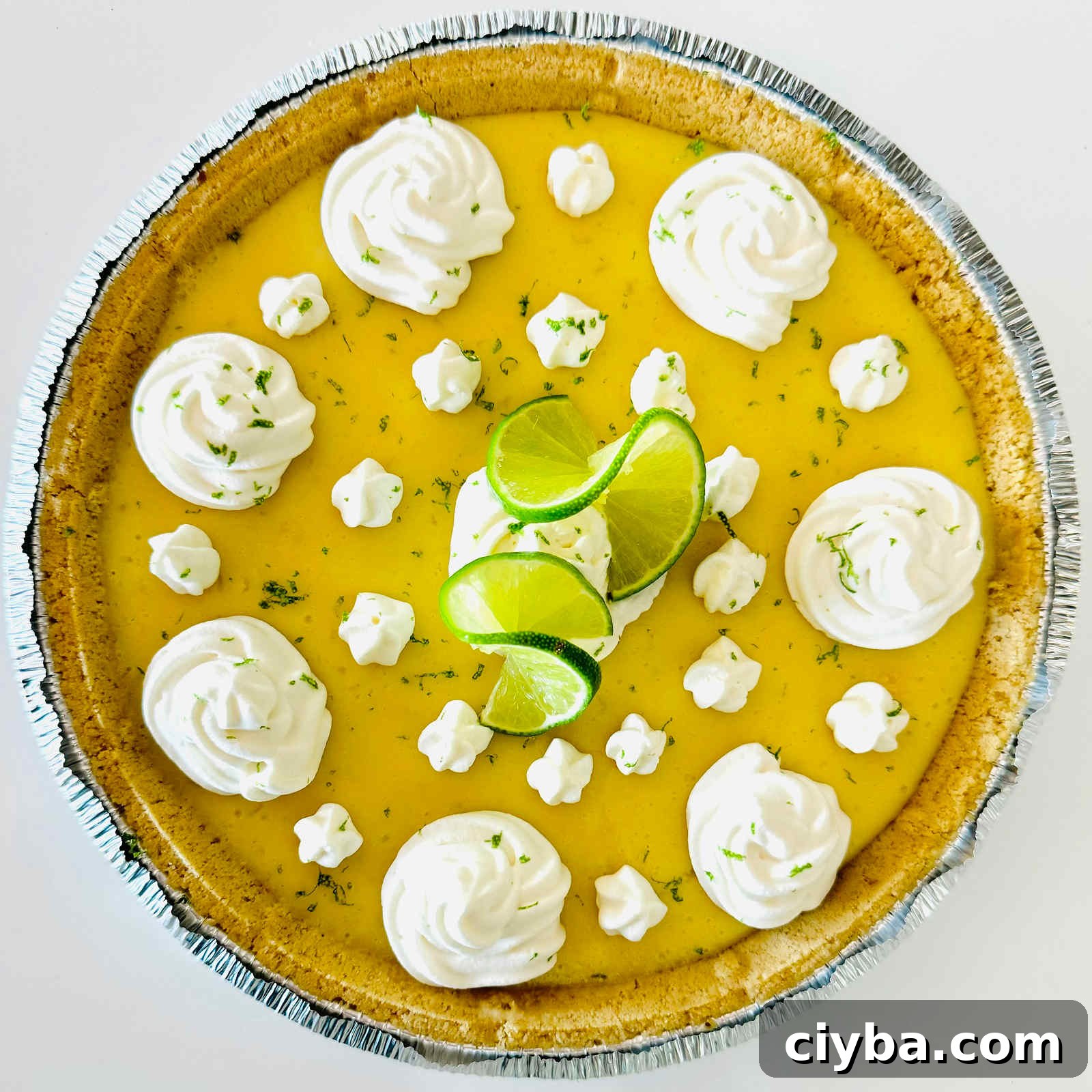 key lime pie in a store bought premade graham cracker crust.