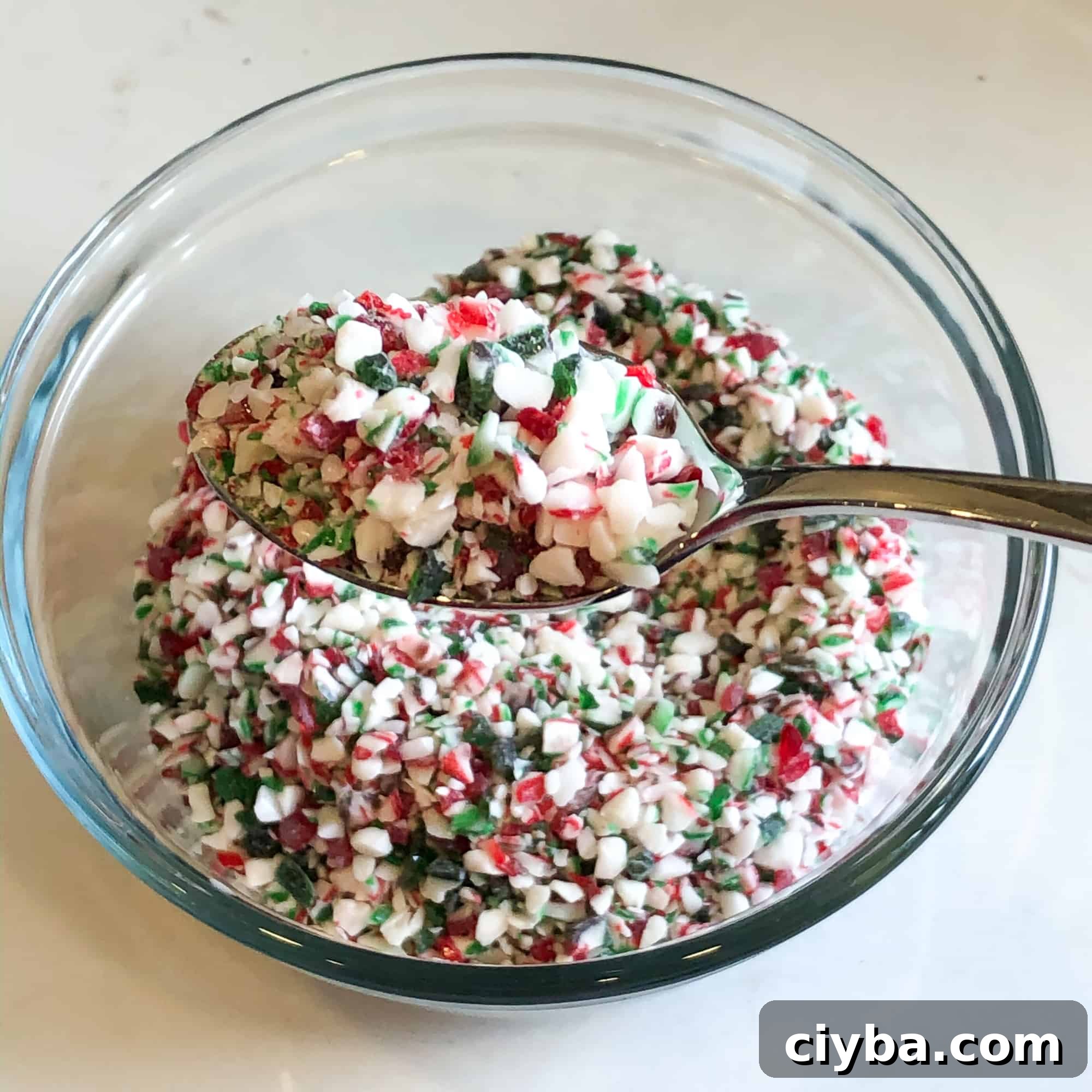 A bowl of crushed candy canes