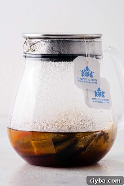 Steeping tea bags in a teapot.