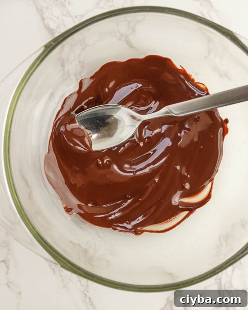 Melting the chocolate.