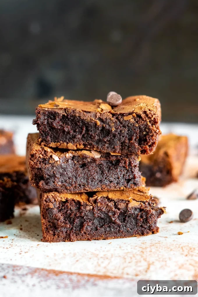 A stack of sourdough brownies. 