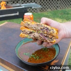 The Beer-Braised Beef Melt is epic!