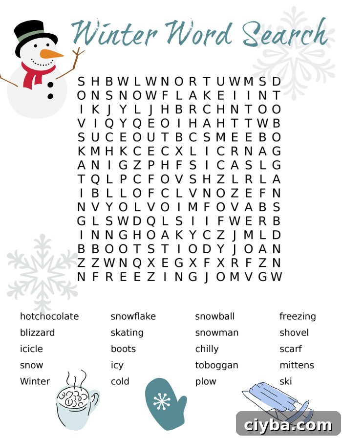 winter word search 