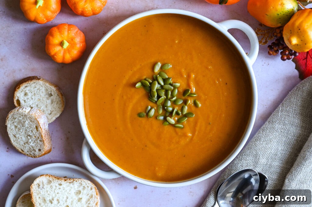 Creamy Pumpkin Soup Recipe with Autumn Spices 2 An easy and creamy pumpkin soup using canned pumpkin