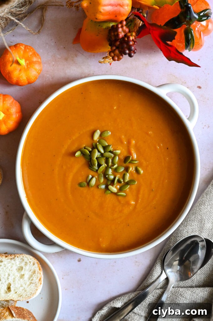 Creamy Pumpkin Soup Recipe with Autumn Spices 3 An easy and creamy pumpkin soup using canned pumpkin