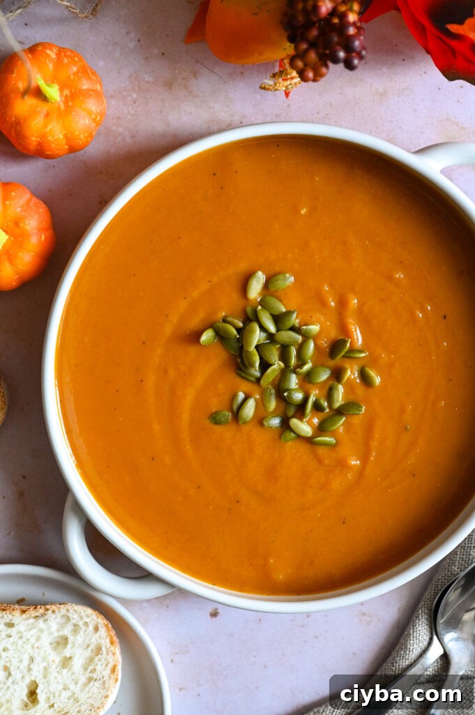 Creamy Pumpkin Soup Recipe with Autumn Spices 4 An easy and creamy pumpkin soup using canned pumpkin