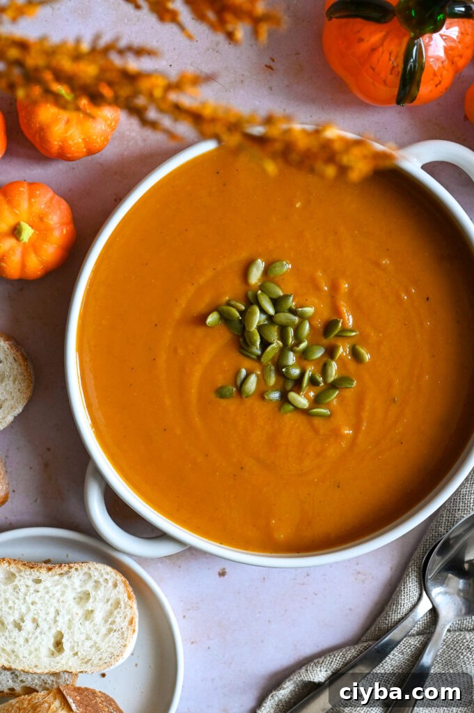 Creamy Pumpkin Soup Recipe with Autumn Spices 5 An easy and creamy pumpkin soup using canned pumpkin