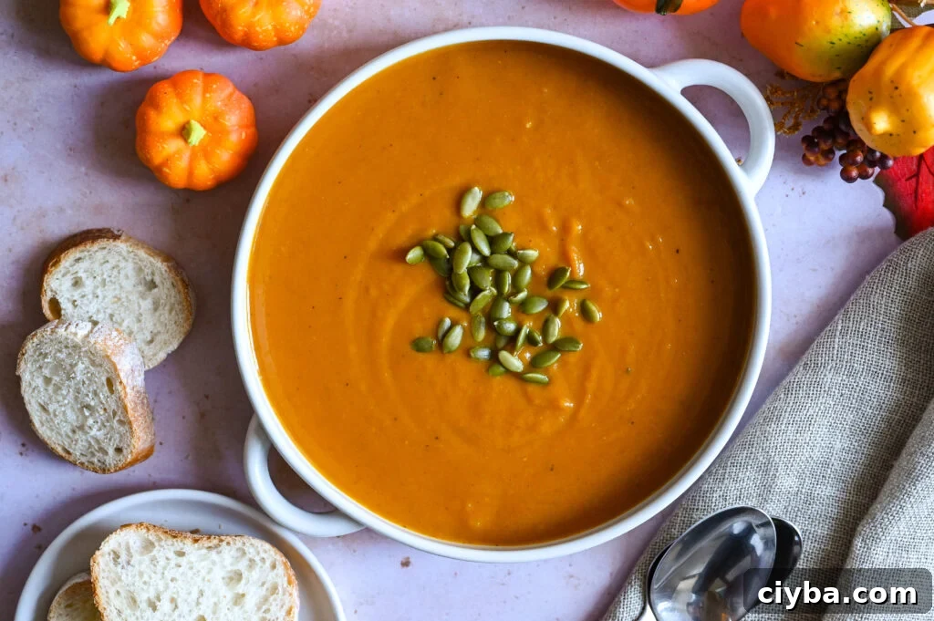 Creamy Pumpkin Soup Recipe with Autumn Spices 6 An easy and creamy pumpkin soup using canned pumpkin