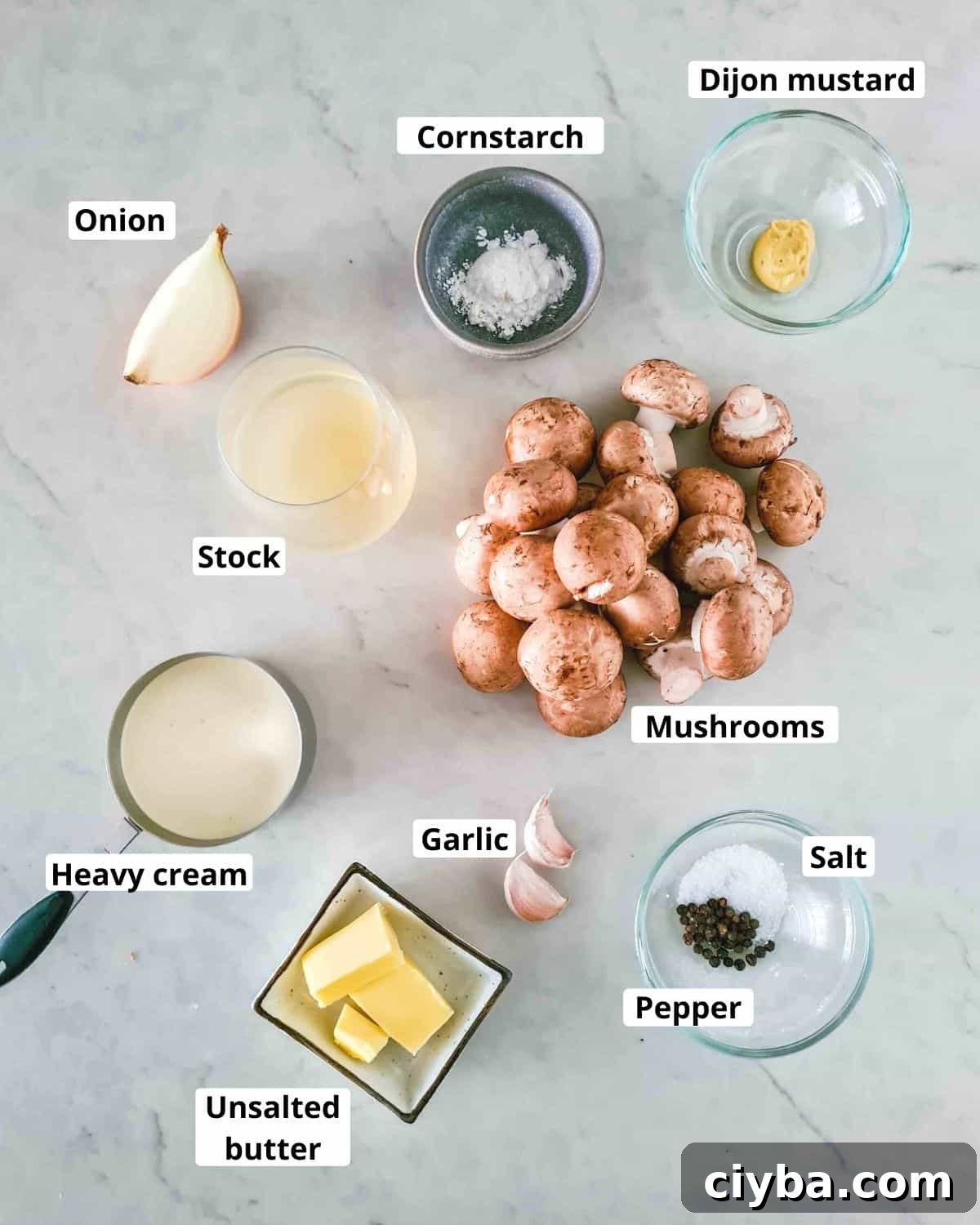 All ingredients required to make this recipe, labeled