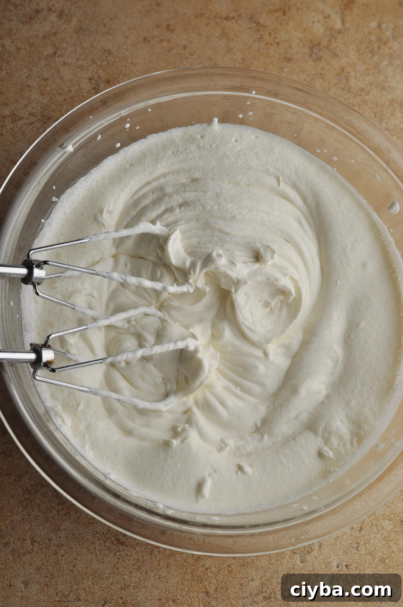 Whipping cream to peaks