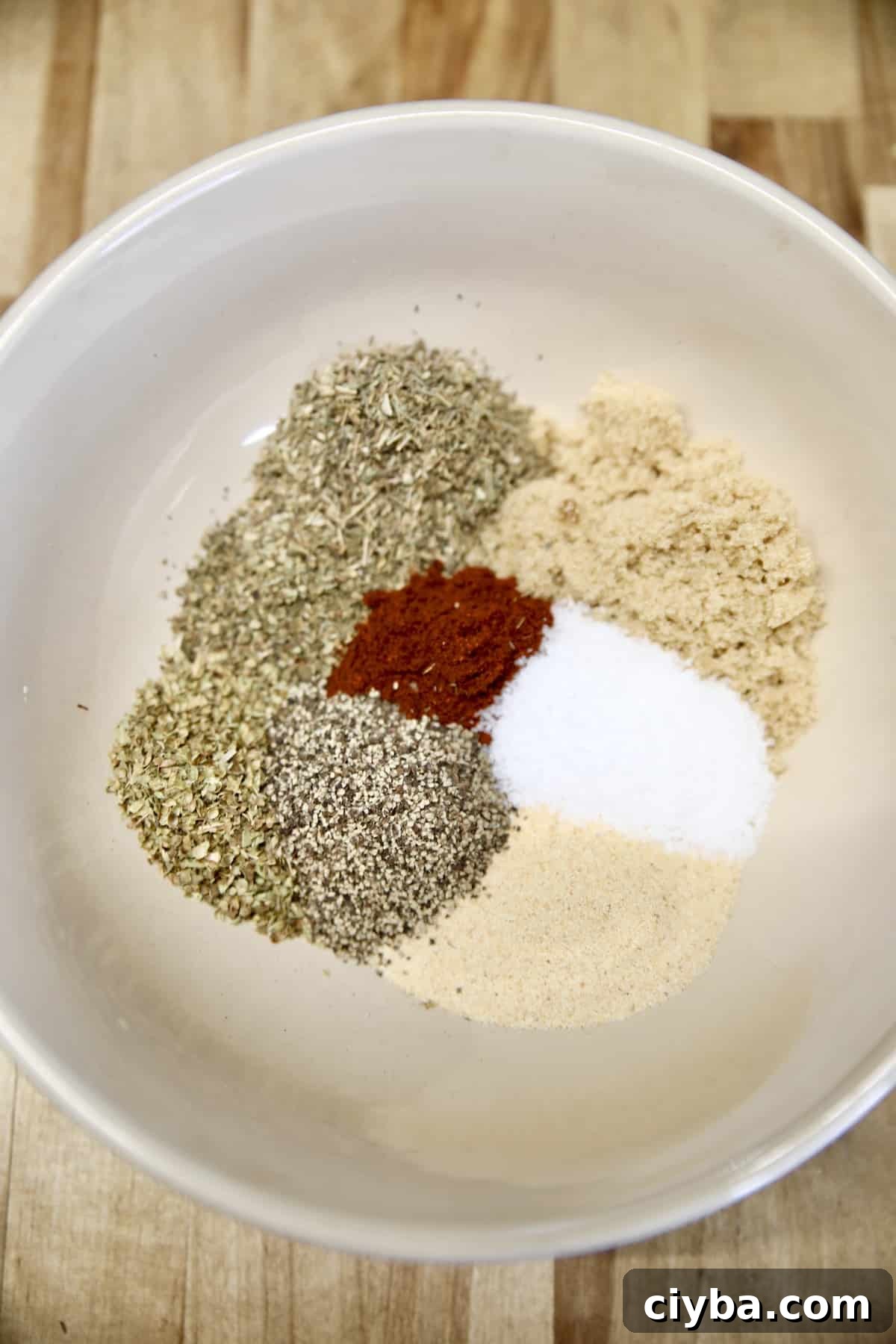 Bowl of brown sugar and spices for dry rub.