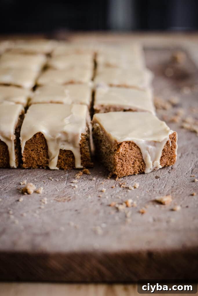 Slices of gluten-free caramel cake on a wooden board