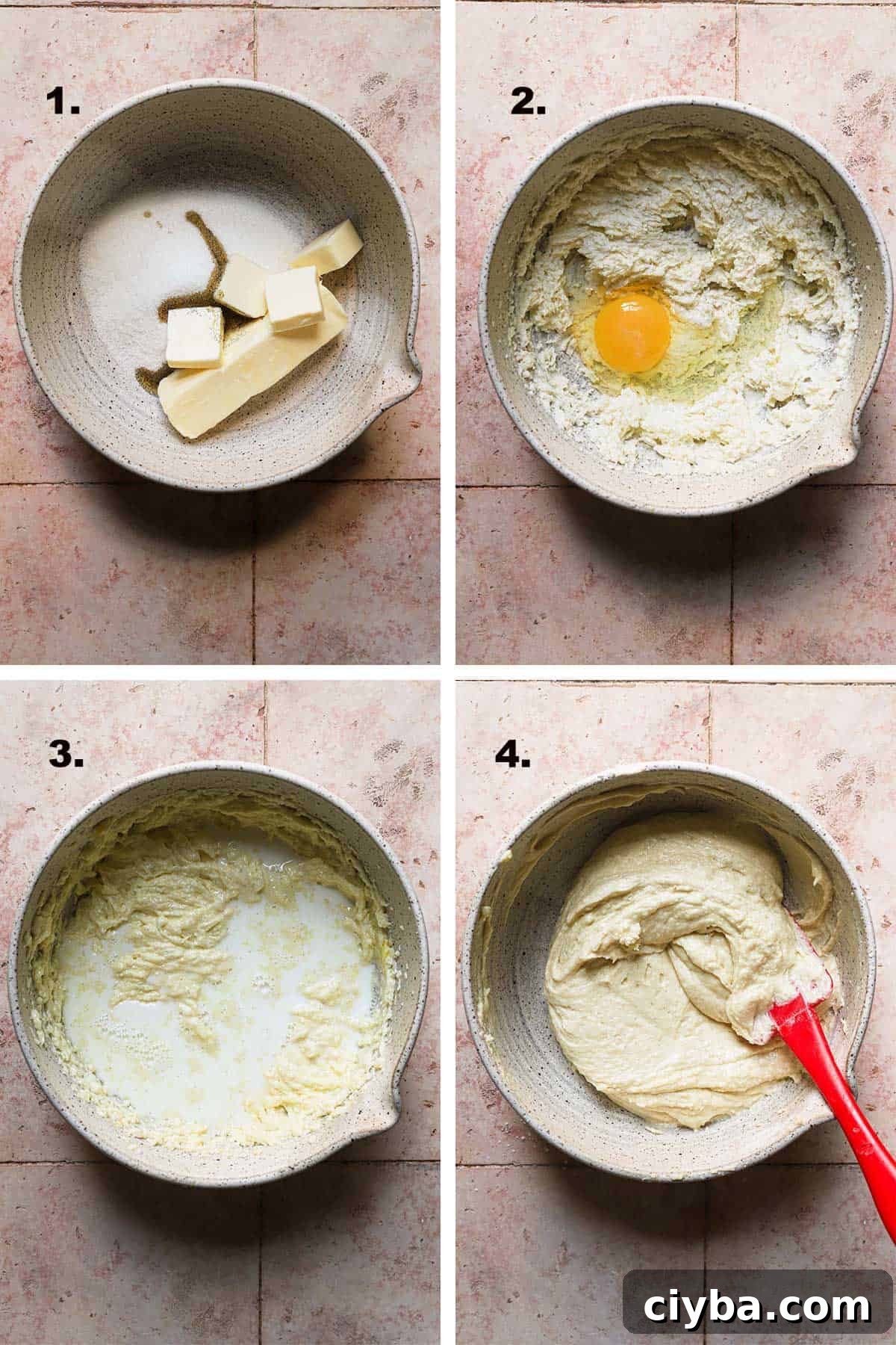 steps to make italian custard cake batter.