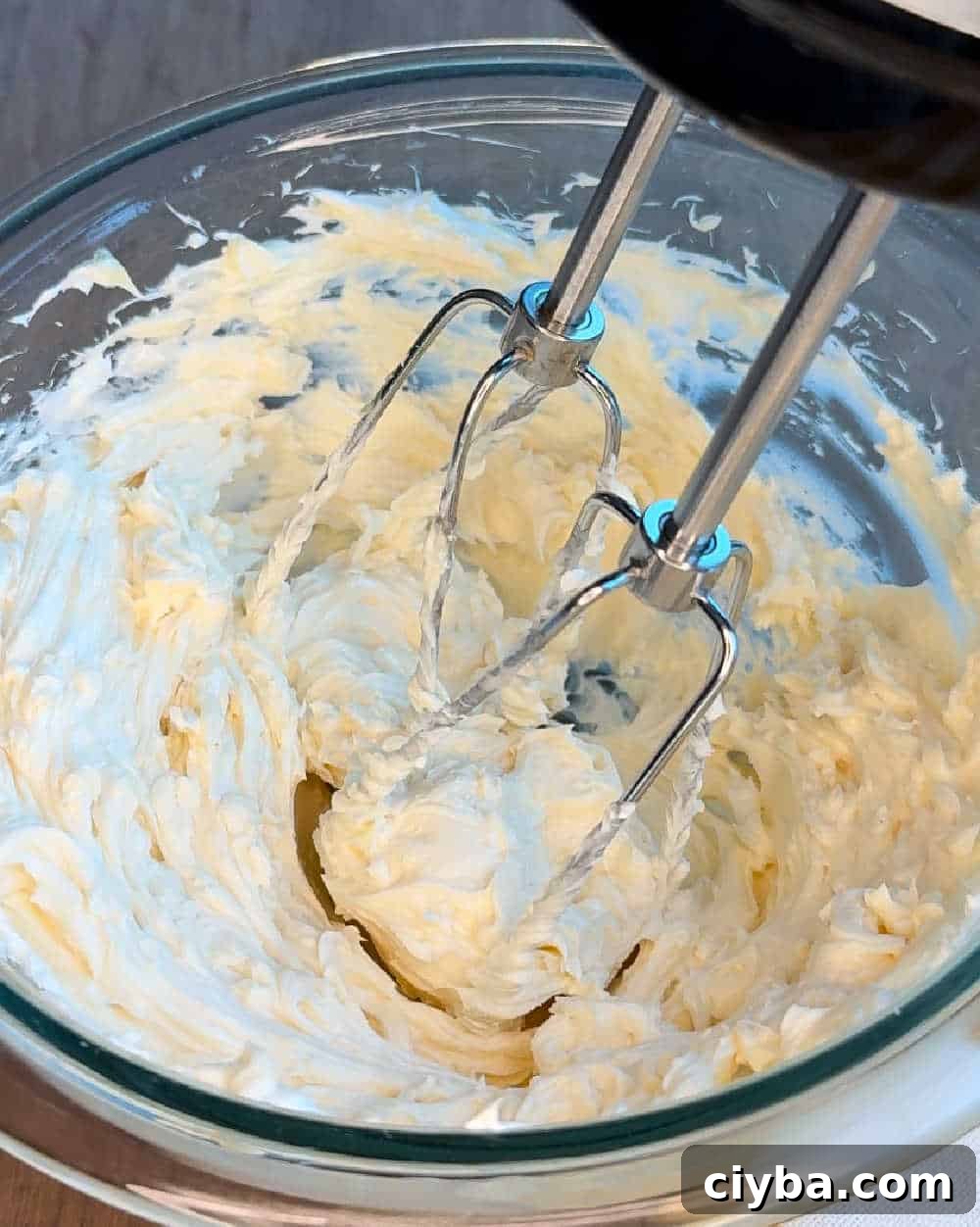 mix ingredients with mixer.
