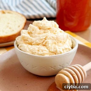 bowl of homemade honey butter.