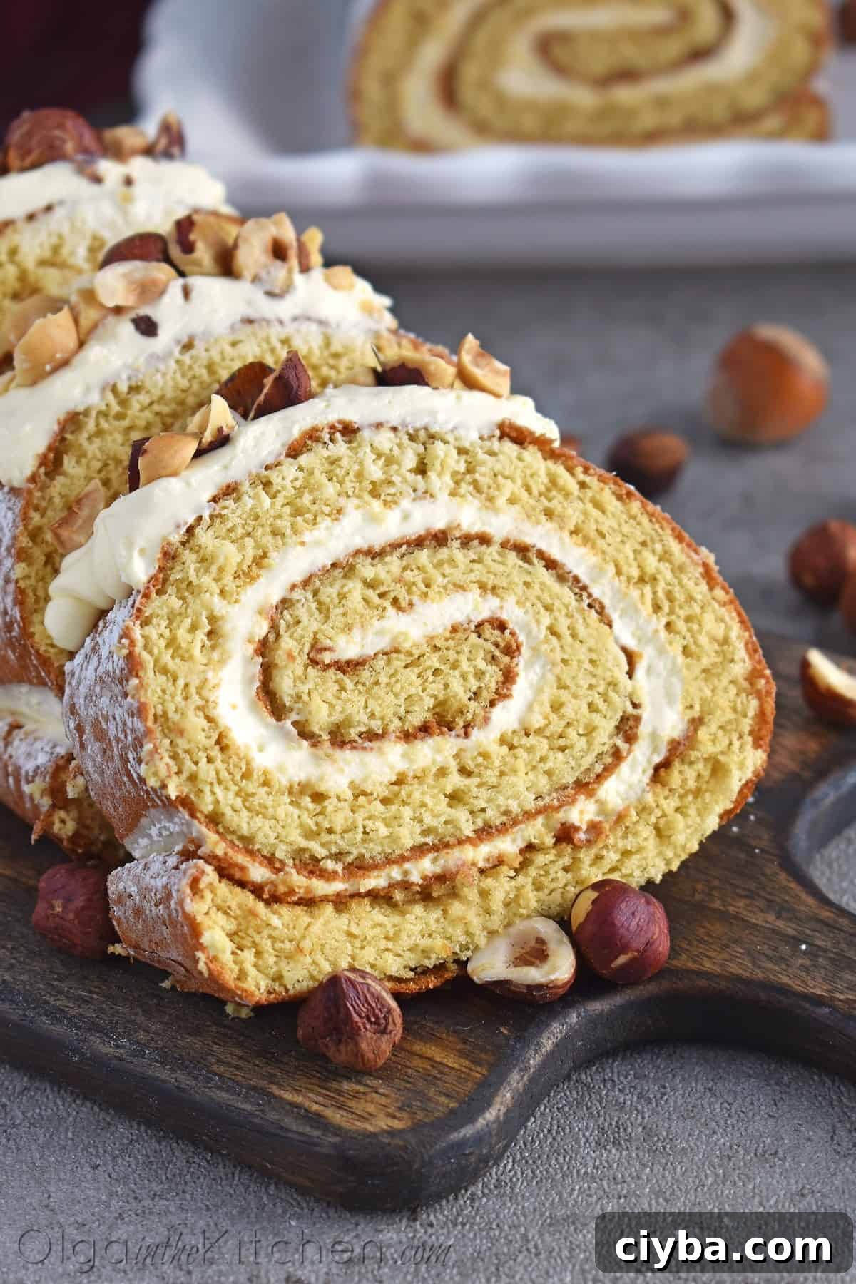 serving honey cake roll